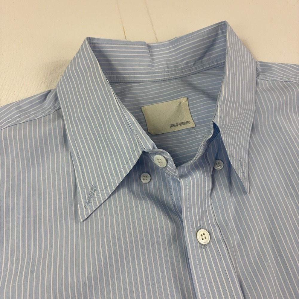 Band of Outsiders Blue White Stripe Cotton Button-Down Shirt Men XXL Long Sleeve